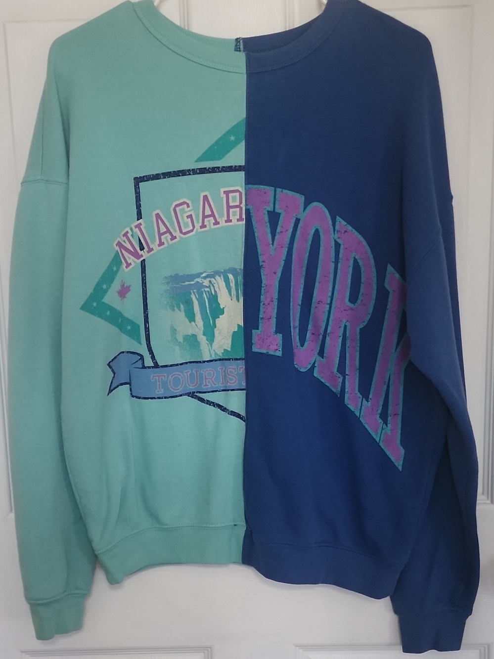 wild fable Two-Tone Crewneck Sweatshirt in Teal & Navy